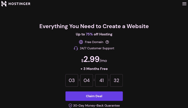 Hosting homepage screenshot showing hosting deals.