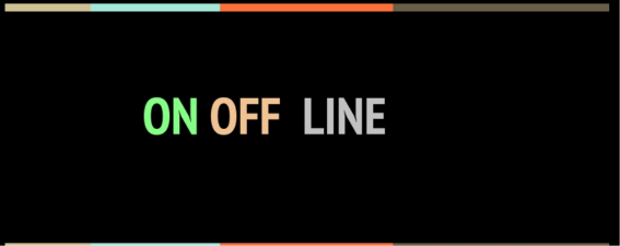 Law firm online marketing: On Off Line written on black background.