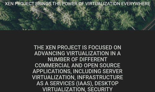 The Xen Project Xen server landing page screenshot.